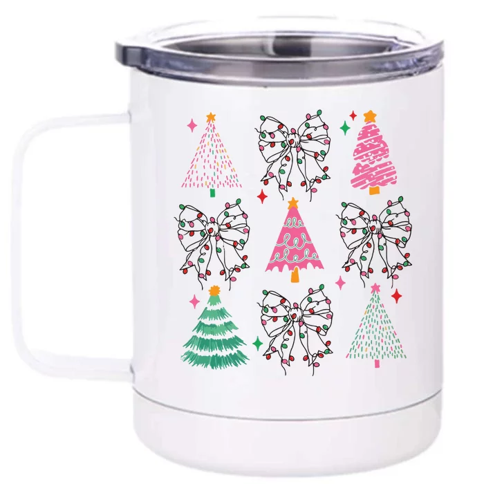 Christmas Lights Coquette Bow Front & Back 12oz Stainless Steel Tumbler Cup