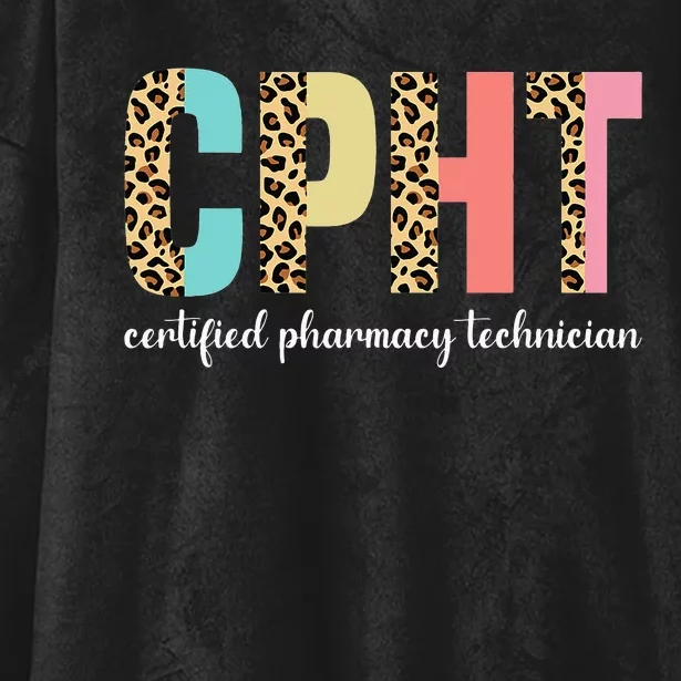 CPHT Leopard Certified Pharmacy Technician Hooded Wearable Blanket