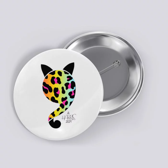 Comma La Cat Kamala Harris President 2024 Coma La Pin.K Button