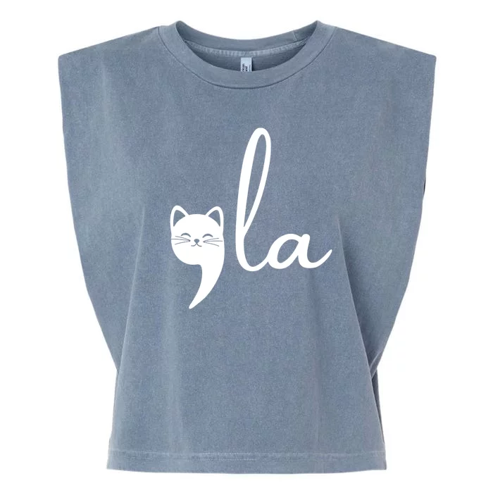 Comma La Cat Lady Kamala Harris Garment-Dyed Women's Muscle Tee