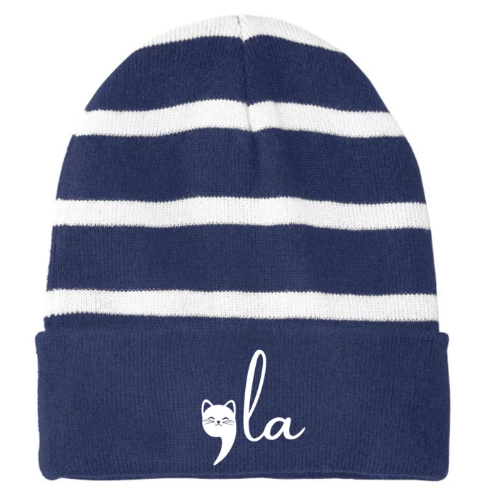 Comma La Cat Lady Kamala Harris Striped Beanie with Solid Band