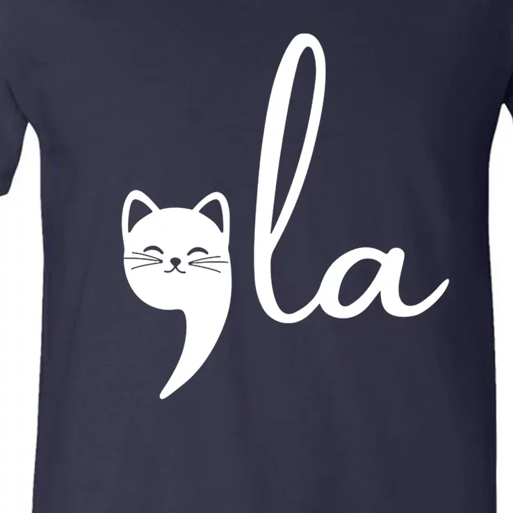 Comma La Cat Lady Kamala Harris V-Neck T-Shirt