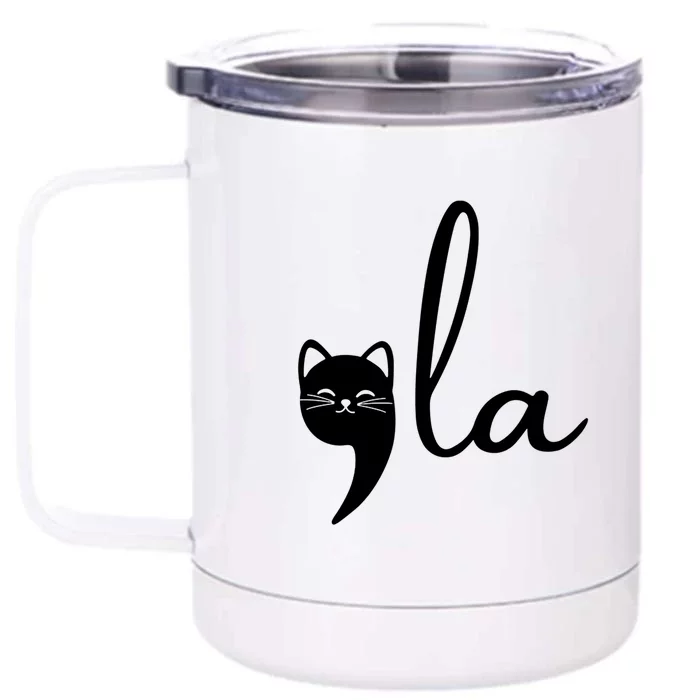 Comma La Cat Lady Kamala Harris Front & Back 12oz Stainless Steel Tumbler Cup