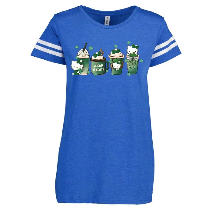 Cute Latte Coffee Cat Enza Ladies Jersey Football T-Shirt