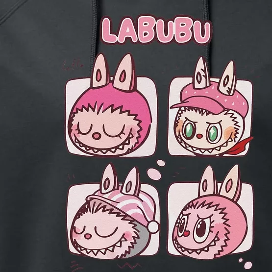 Cute Labubu Classic Pose Funny Labubu Birthday Performance Fleece Hoodie