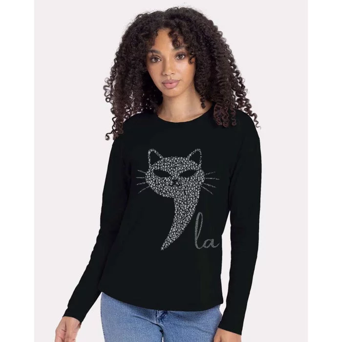 Comma La Cat Kamala Harris 2024 Womens Cotton Relaxed Long Sleeve T-Shirt