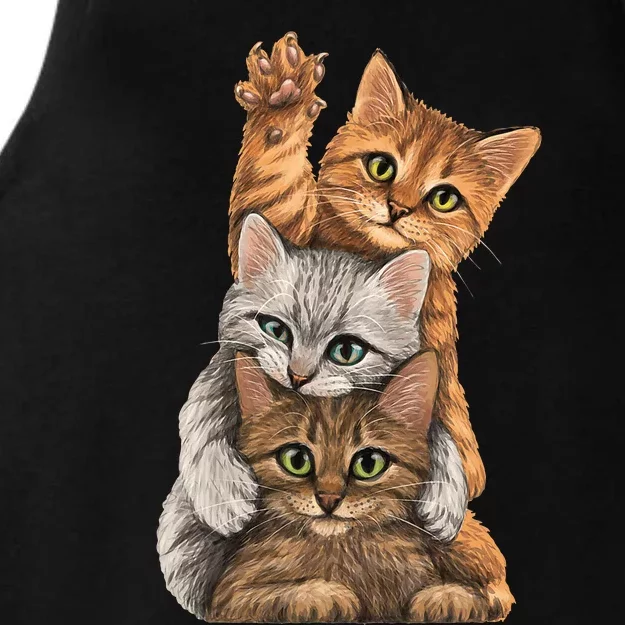 cute little Cats playing build Wall Ladies Tri-Blend Wicking Tank