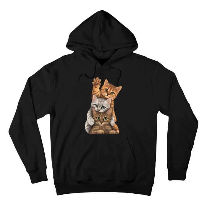 cute little Cats playing build Wall Tall Hoodie