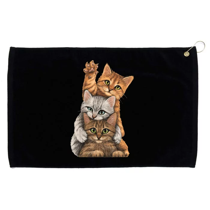 cute little Cats playing build Wall Grommeted Golf Towel