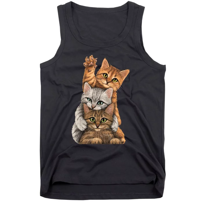 Cute Little Cats Playing Build Wall For Lovers Kitty Kittens Tank Top