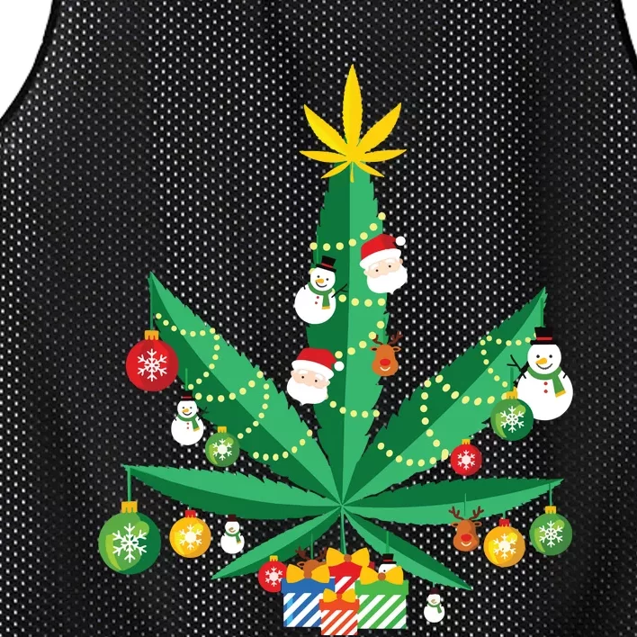 Cannabis Leaf Christmas Tree Mesh Reversible Basketball Jersey Tank