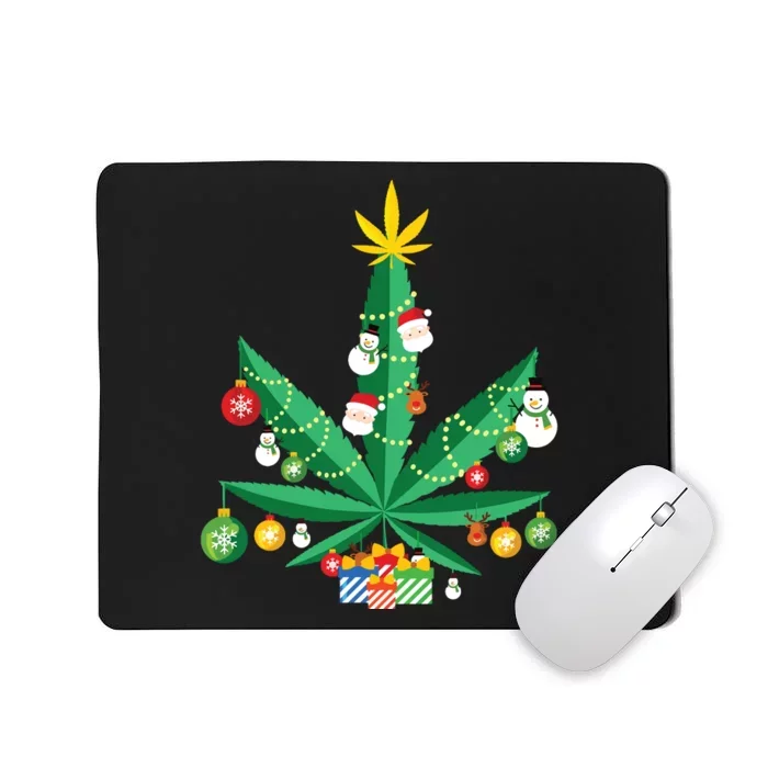 Cannabis Leaf Christmas Tree Mousepad