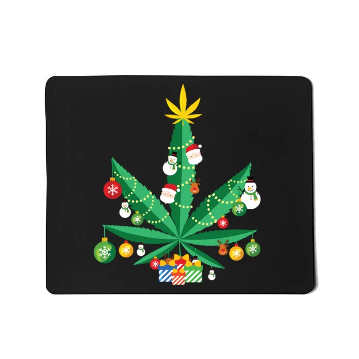 Cannabis Leaf Christmas Tree Mousepad