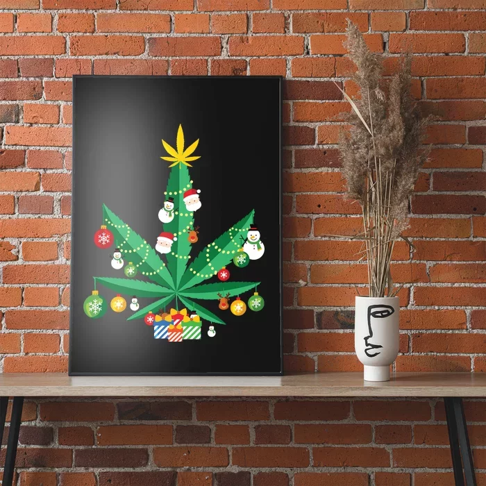 Cannabis Leaf Christmas Tree Poster