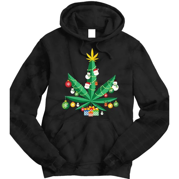 Cannabis Leaf Christmas Tree Tie Dye Hoodie