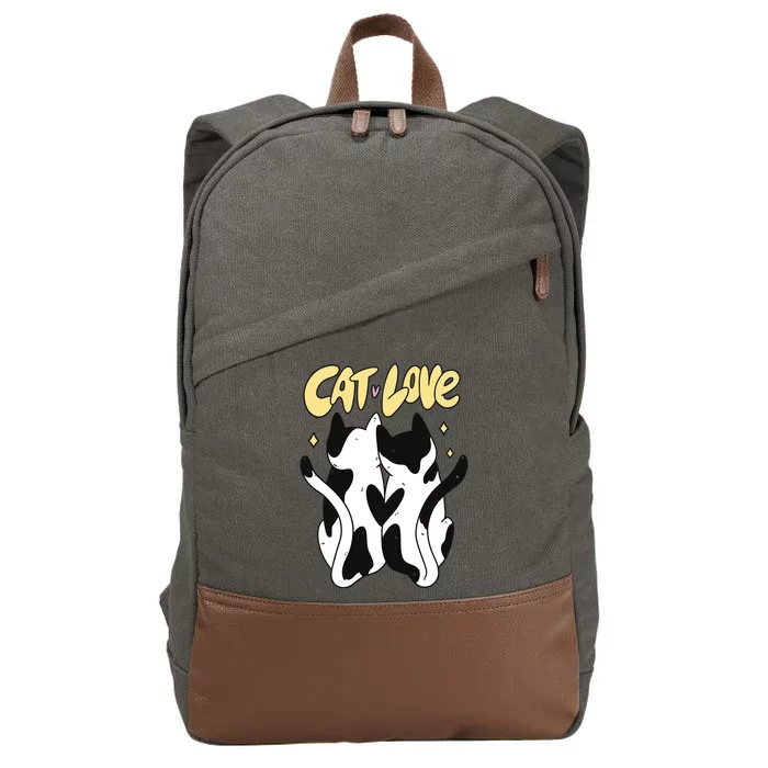 Cat Love Cute Gift Cotton Canvas Backpack