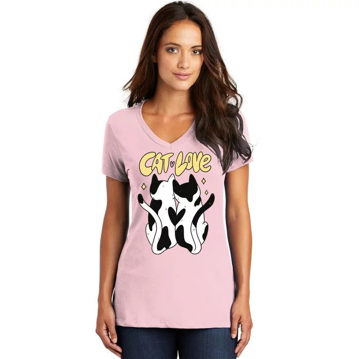 Cat Love Cute Gift Women's V-Neck T-Shirt