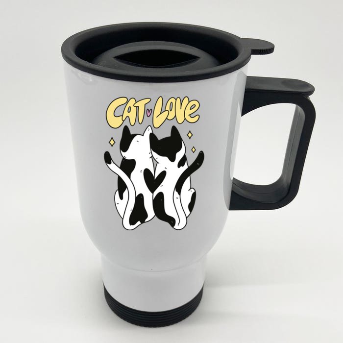 Cat Love Cute Gift Front & Back Stainless Steel Travel Mug