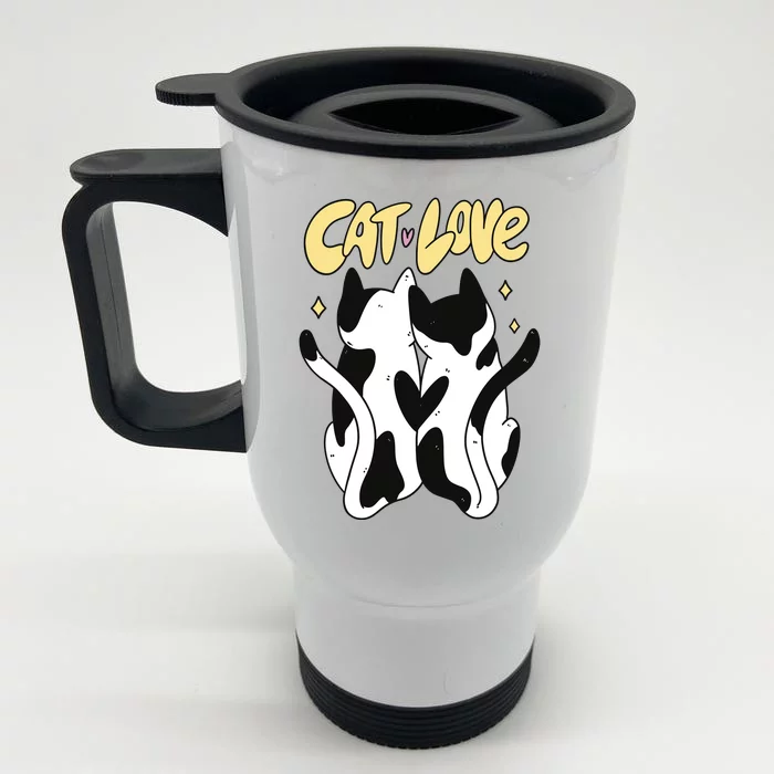 Cat Love Cute Gift Front & Back Stainless Steel Travel Mug