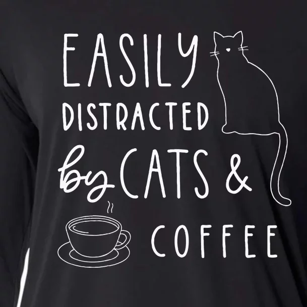 Cat Lover Cat Owner Cats And Coffee Coffee Drinker Cat Cooling Performance Long Sleeve Crew