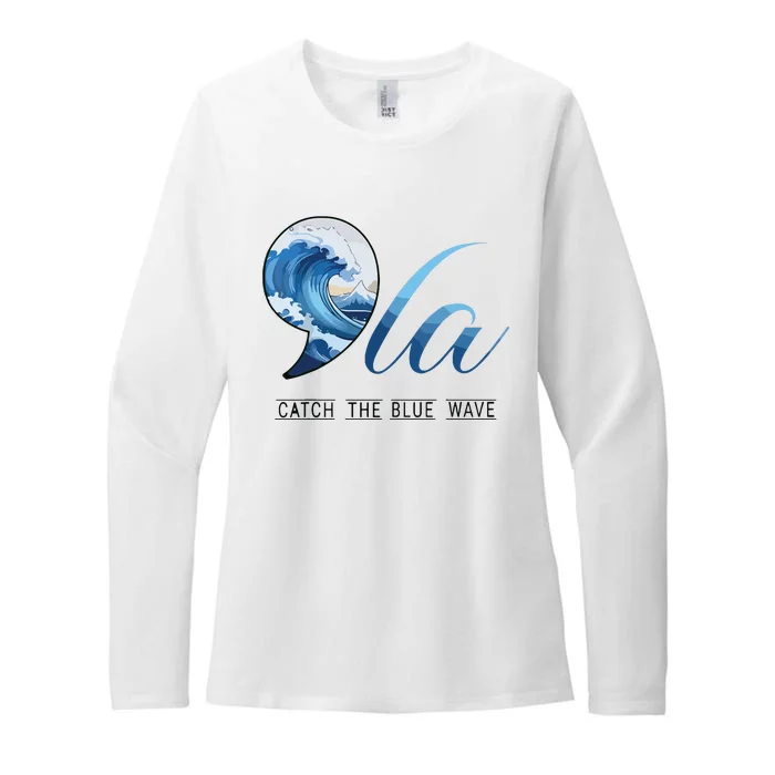 Comma La Catch The Blue Wave Vote Kamala President 24 Harris Womens CVC Long Sleeve Shirt