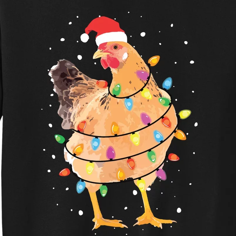 Christmas Lights Chicken Shirts Santa Funny Xmas Tree Chicken Tall Sweatshirt