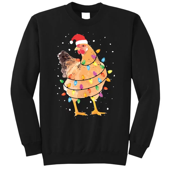 Christmas Lights Chicken Shirts Santa Funny Xmas Tree Chicken Tall Sweatshirt