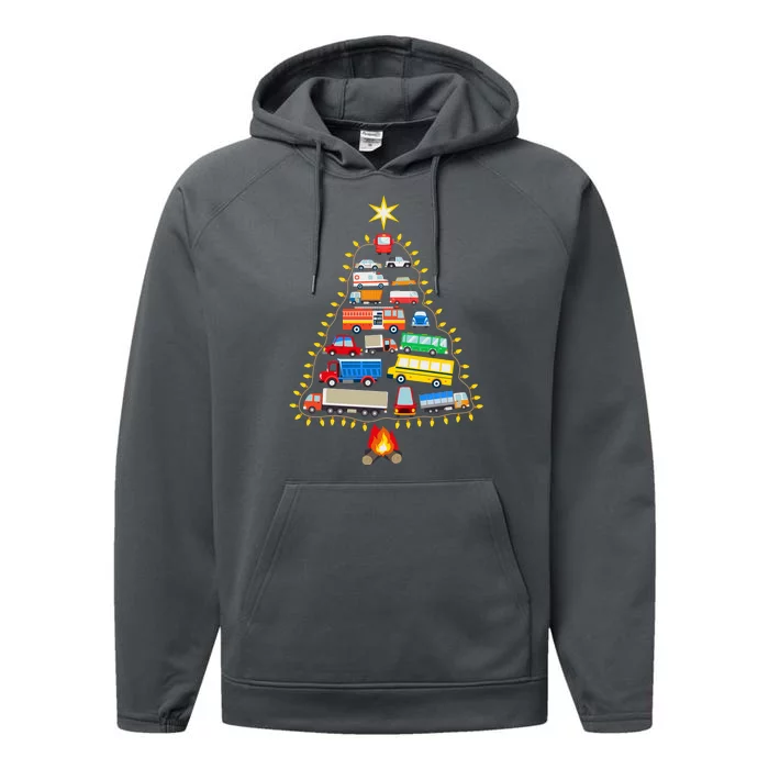 Car Lover Christmas Tree Cute Gift Performance Fleece Hoodie