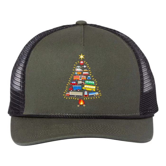 Car Lover Christmas Tree Cute Gift Retro Rope Trucker Hat Cap