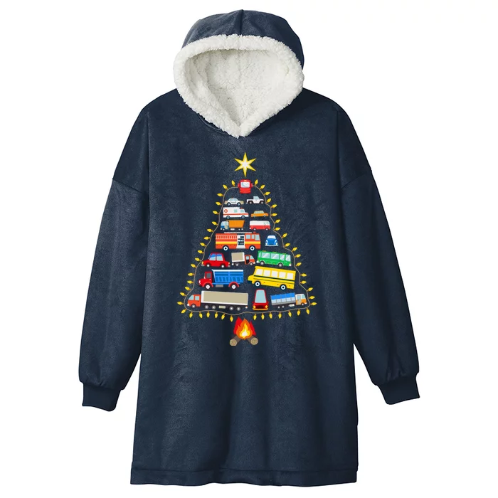 Car Lover Christmas Tree Cute Gift Hooded Wearable Blanket