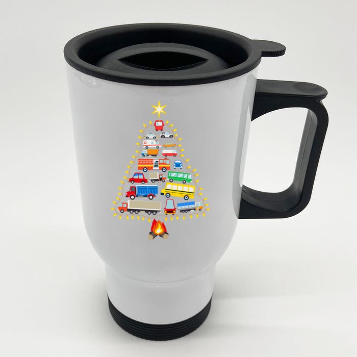 Car Lover Christmas Tree Cute Gift Front & Back Stainless Steel Travel Mug