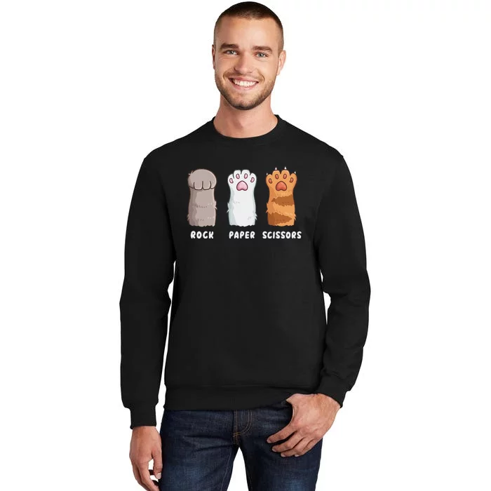 Cat Lover Cat Owner Funny Cat Rock Paper Scissors Sweatshirt