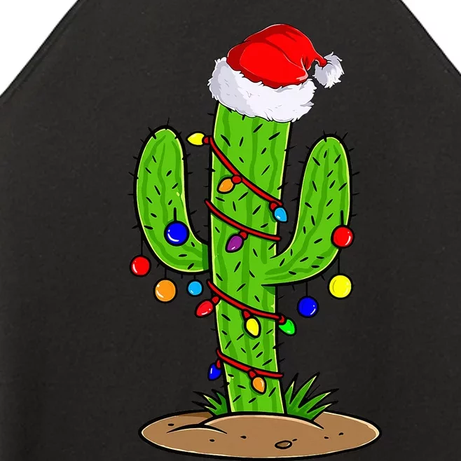 Christmas Lights Cactus Lover Funny Xmas Gift Women’s Perfect Tri Rocker Tank