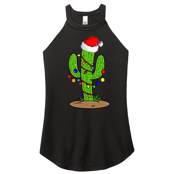 Christmas Lights Cactus Lover Funny Xmas Gift Women’s Perfect Tri Rocker Tank