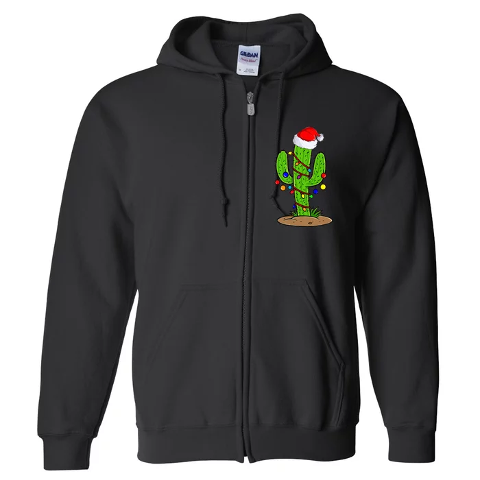 Christmas Lights Cactus Lover Funny Xmas Gift Full Zip Hoodie