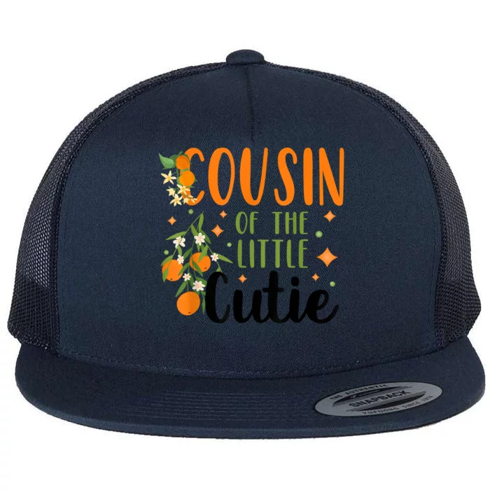 Cousin Little Cutie Baby Shower Orange 1st Birthday Party Flat Bill Trucker Hat