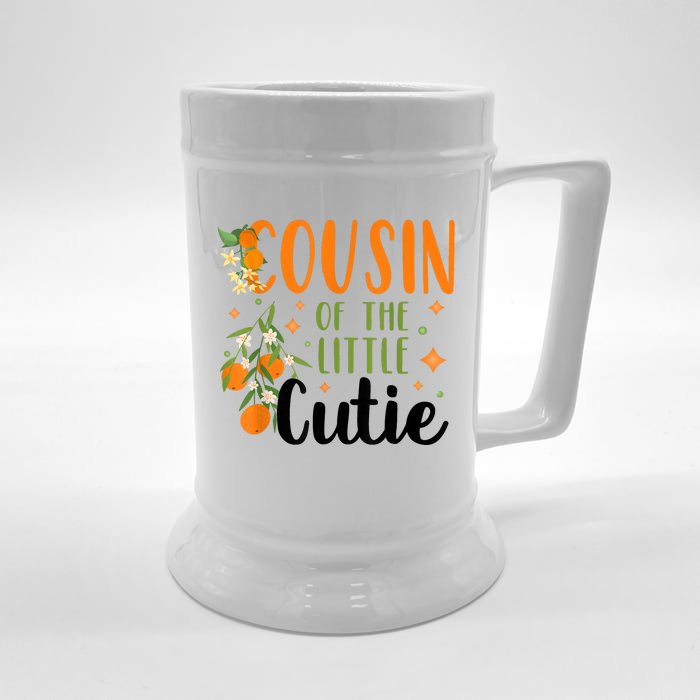 Cousin Little Cutie Baby Shower Orange 1st Birthday Party Front & Back Beer Stein