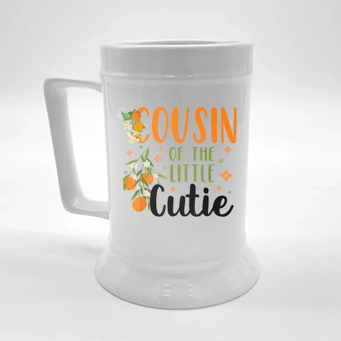 Cousin Little Cutie Baby Shower Orange 1st Birthday Party Front & Back Beer Stein