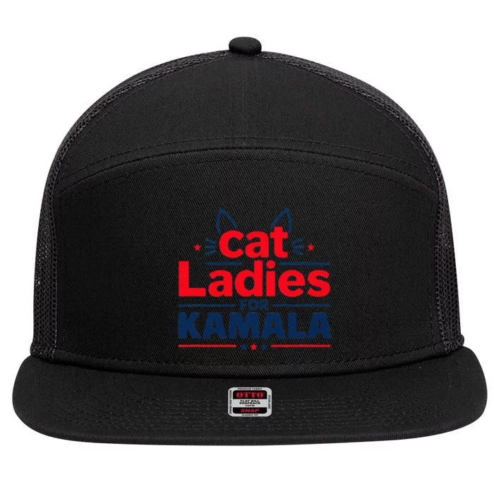 Cat Ladies Cat Lettering Positive Funny Gift 7 Panel Mesh Trucker Snapback Hat