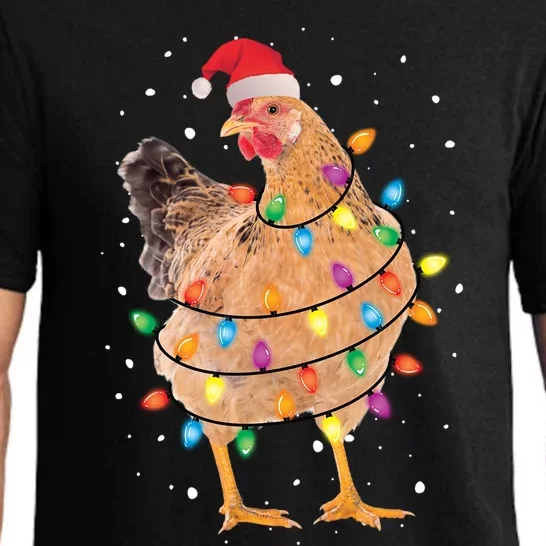 Christmas Lights Chicken Cool Gift Santa Funny Xmas Tree Chicken Gift Pajama Set