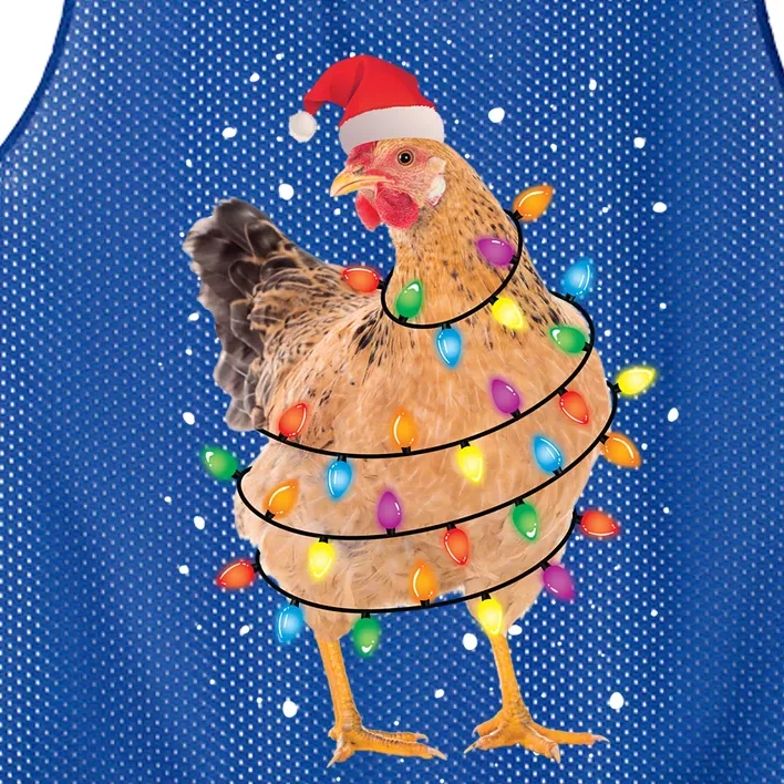 Christmas Lights Chicken Cool Gift Santa Funny Xmas Tree Chicken Gift Mesh Reversible Basketball Jersey Tank