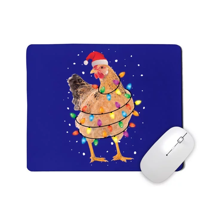 Christmas Lights Chicken Cool Gift Santa Funny Xmas Tree Chicken Gift Mousepad