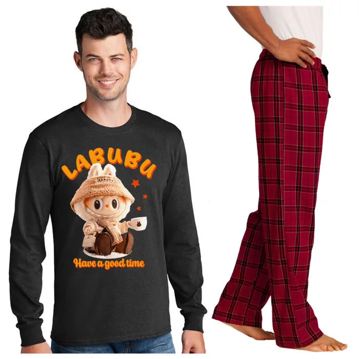 Cute Labubu Classic Pose Funny Labubu Gift Long Sleeve Pajama Set