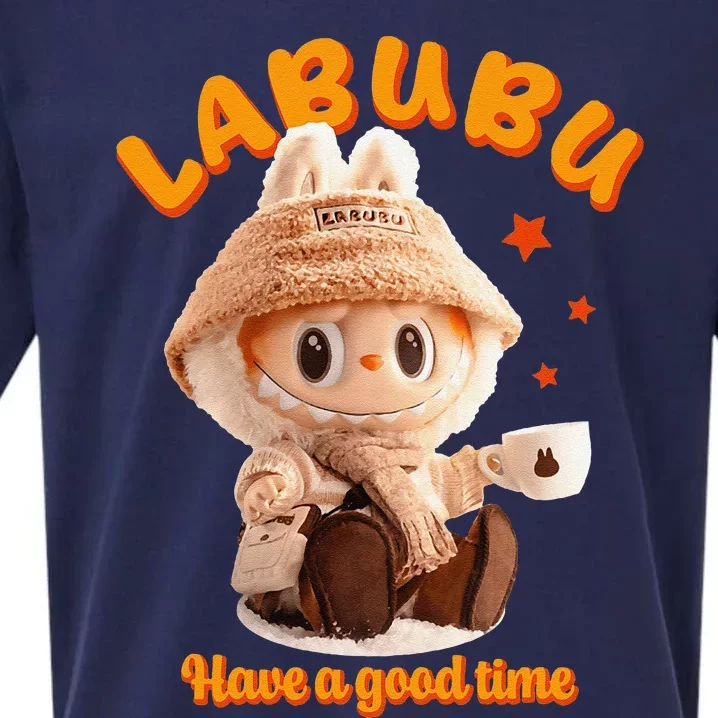 Cute Labubu Classic Pose Funny Labubu Gift Sueded Cloud Jersey T-Shirt