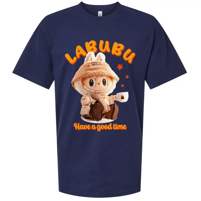 Cute Labubu Classic Pose Funny Labubu Gift Sueded Cloud Jersey T-Shirt