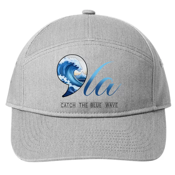 Comma La Catch The Blue Wave Vote Kamala President 24 Harris 7-Panel Snapback Hat