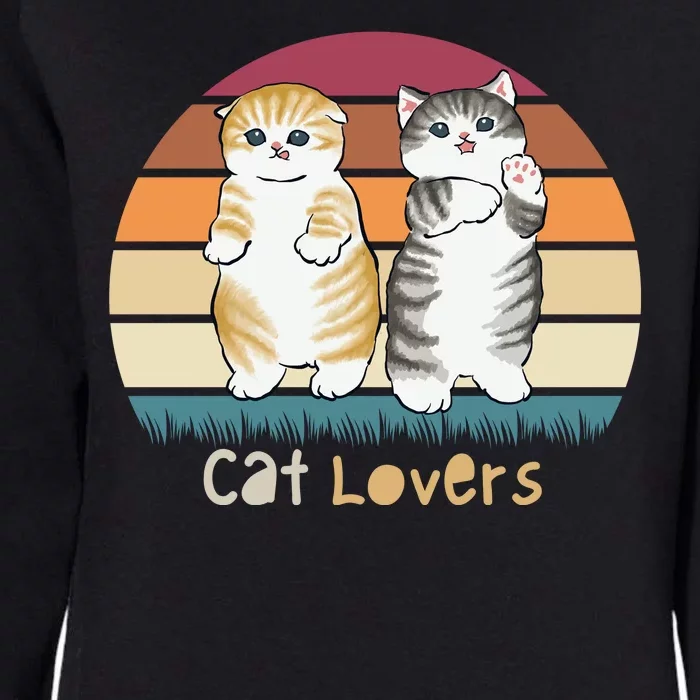 Cat Lovers Cute Retro Sunset Womens California Wash Sweatshirt