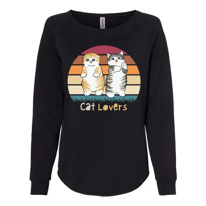 Cat Lovers Cute Retro Sunset Womens California Wash Sweatshirt