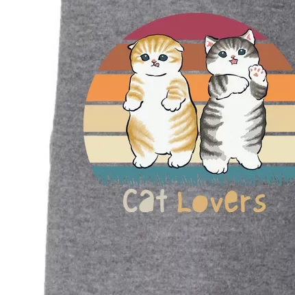 Cat Lovers Cute Retro Sunset Doggie 3-End Fleece Hoodie