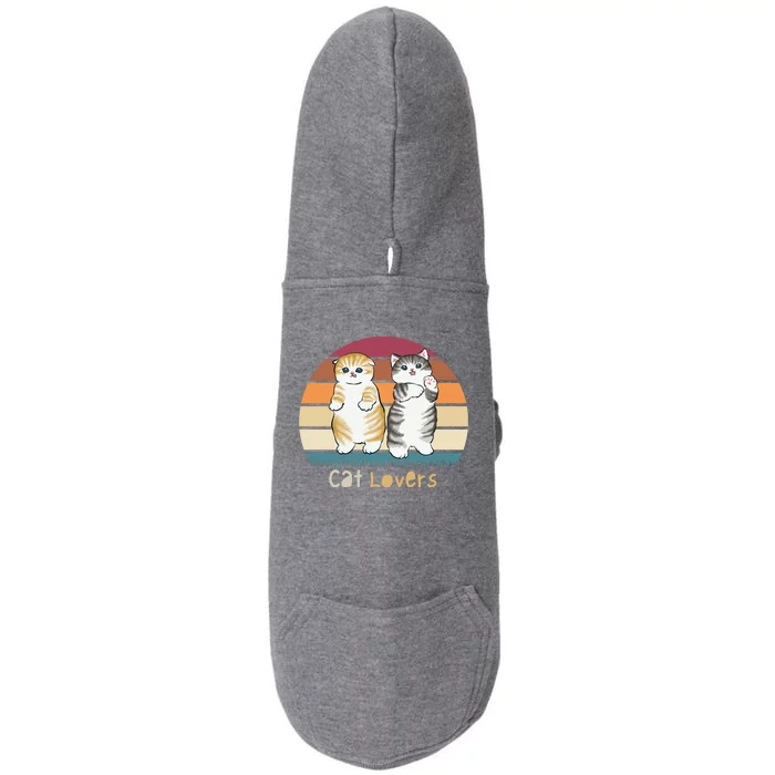 Cat Lovers Cute Retro Sunset Doggie 3-End Fleece Hoodie